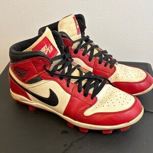 Nike Baseball cleats- Red High-Top Sneakers